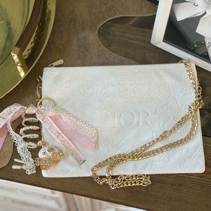 Dior authentic white large cosmetic bag repurposed into a beautiful crossbody.